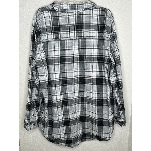 Treasure & Bond Shirt Womens Large Flannel Tunic Top Button Up Boyfriend Grunge - Picture 2 of 8